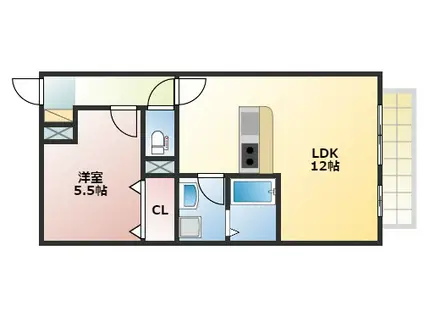 エスペランサ二見(1LDK/2階)の間取り写真