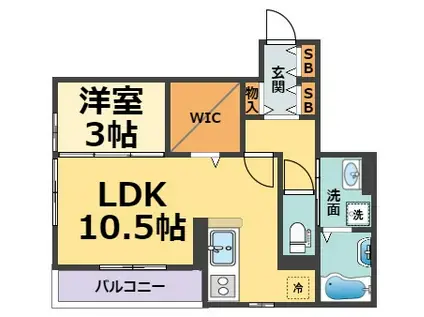MINT甲子園五番町(1LDK/1階)の間取り写真