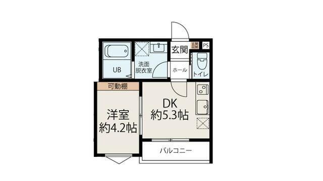 CONNECT PARK 東本町(1DK/1階)の間取り写真