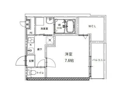 カーサ 針一東(1K/1階)の間取り写真