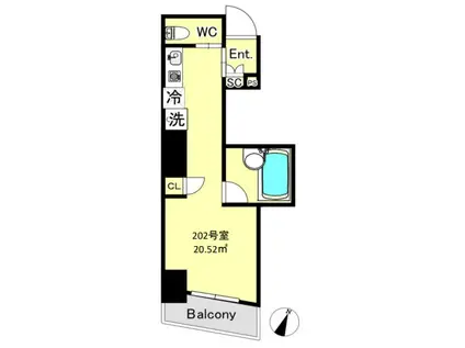 サングラータ恵比寿(ワンルーム/2階)の間取り写真