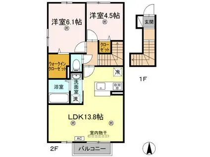 あいあい高木(2LDK/2階)の間取り写真