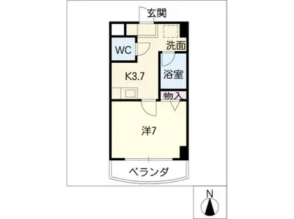 ラフィネ山手(1K/6階)の間取り写真