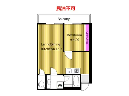 2024年9月フルリノベ 礼ゼロ 北沢ハイム F(1LDK/4階)の間取り写真