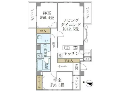 カーザ・クレアトーレ(2LDK/2階)の間取り写真