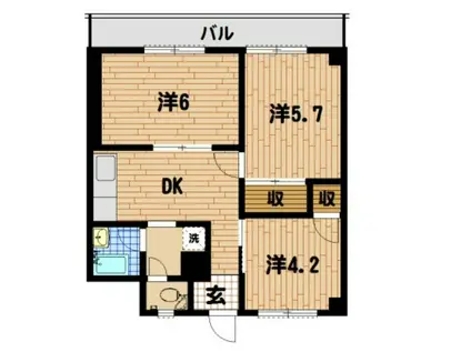 第3森ビル(3DK/3階)の間取り写真