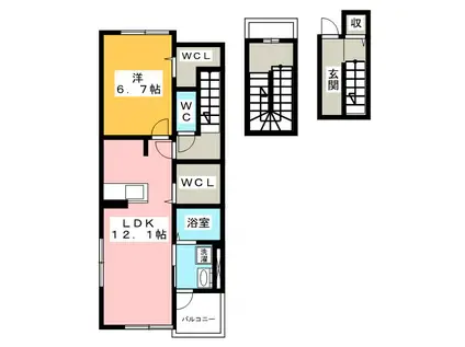 グレイス松富III(1LDK/3階)の間取り写真