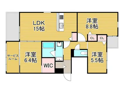 アズワン青葉(3SLDK/1階)の間取り写真