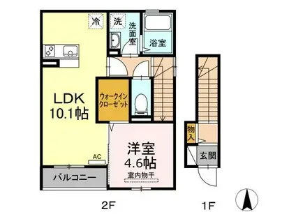 ヴェルエクセラン(1LDK/2階)の間取り写真