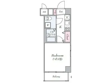 ヴェルト横浜吉野町(1K/4階)の間取り写真