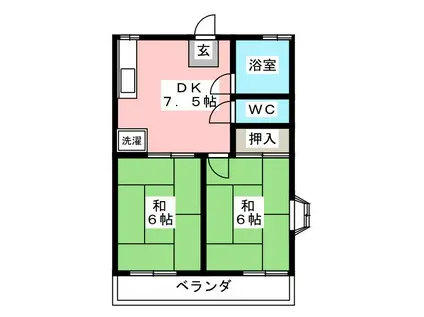 コーポ サンリヨン(2DK/1階)の間取り写真
