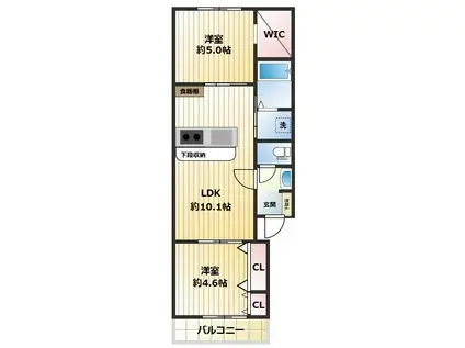 ピアチェーレ(2LDK/2階)の間取り写真