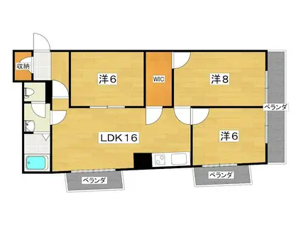 香里カーサヒル(3LDK/3階)の間取り写真