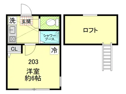 エアプレイス元住吉(1K/2階)の間取り写真