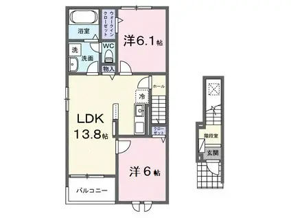 豊郷サンライフ I(2LDK/2階)の間取り写真