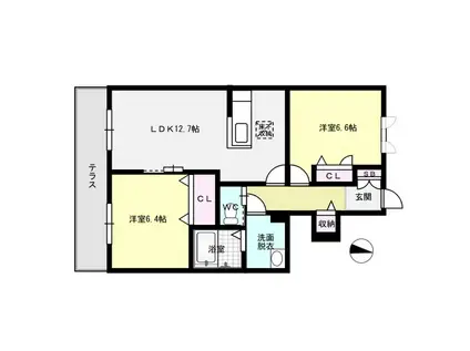 カームネス弥生(2LDK/1階)の間取り写真