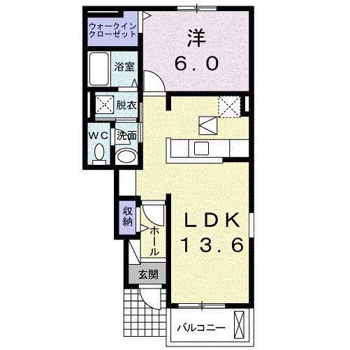 ベルベル II(1LDK/1階)の間取り写真