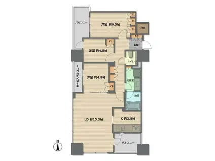 クラッシィタワー淀屋橋(3LDK/23階)の間取り写真