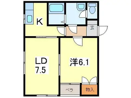 クィーンズパレス高水寺(1LDK/2階)の間取り写真