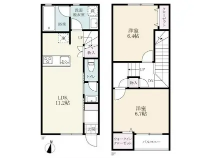 プレミアムアイランド乙柳III(2LDK/1階)の間取り写真