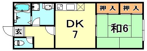 グリーンコート(1DK/1階)の間取り写真