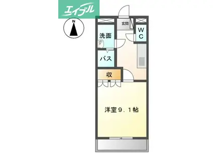 エスポアール高松(1K/1階)の間取り写真