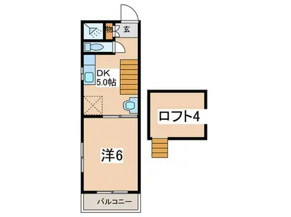 シャンテ南林間(1DK/2階)の間取り写真