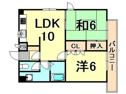 メゾンカトレア(2LDK/5階)の間取り写真