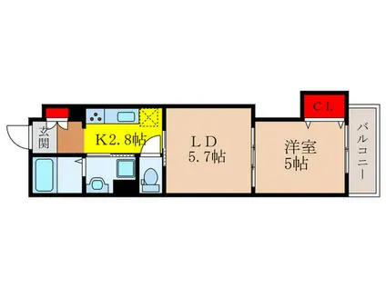 クリエオーレ豊島南(1LDK/1階)の間取り写真