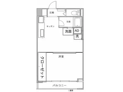 五反野ダイヤモンドマンション(1LDK/9階)の間取り写真