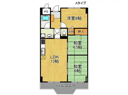 ライオンズマンション泉南樽井第2(3LDK/5階)の間取り写真