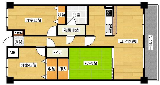 コアシティ翠町(3LDK/2階)の間取り写真