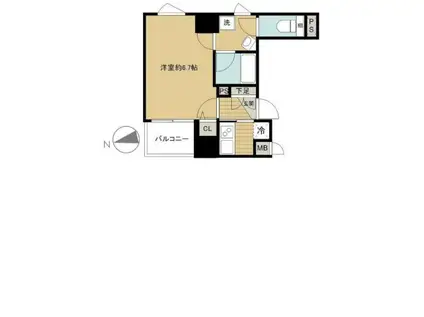 パレスディオ御茶ノ水湯島駅前(1K/2階)の間取り写真