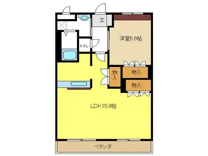 ボヌールヴィラージュ(1LDK/2階)の間取り写真