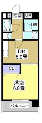 ラ・フォーレ東三方(1DK/2階)の間取り写真