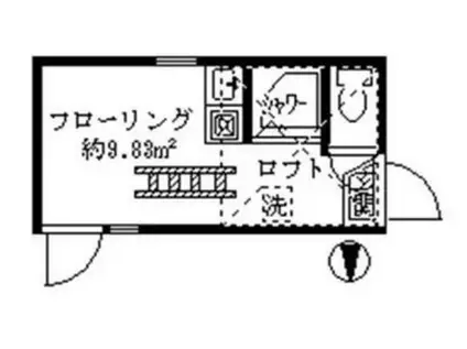 フェリスステージ(ワンルーム/2階)の間取り写真