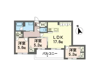 ベルクレール(3LDK/1階)の間取り写真