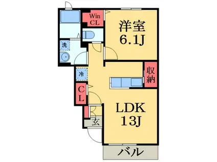 サニーベル1(1LDK/1階)の間取り写真