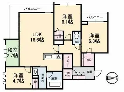 マグノリア カリーノ(3LDK/2階)の間取り写真