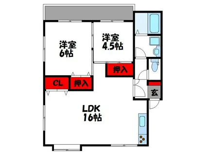 リバーサイドMII(2LDK/3階)の間取り写真