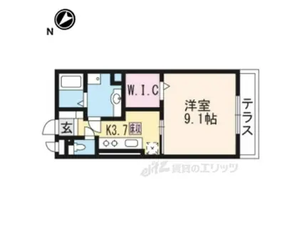 テレザート光台(1K/1階)の間取り写真