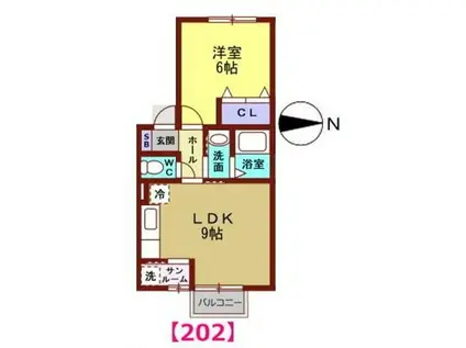 ウィルモアラパン(1LDK/2階)の間取り写真