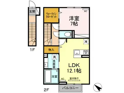 ジェントリー(1LDK/2階)の間取り写真