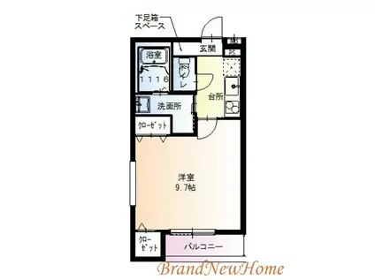 フジパレス山之内X番館(1K/3階)の間取り写真