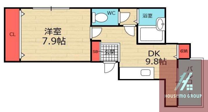 ドムス大英(1DK/2階)の間取り写真