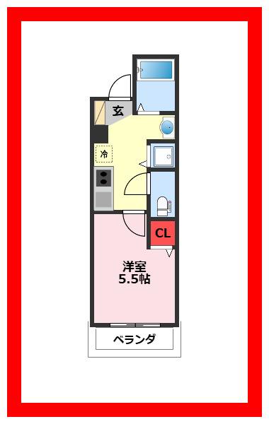 ラフィネ(1K/2階)の間取り写真