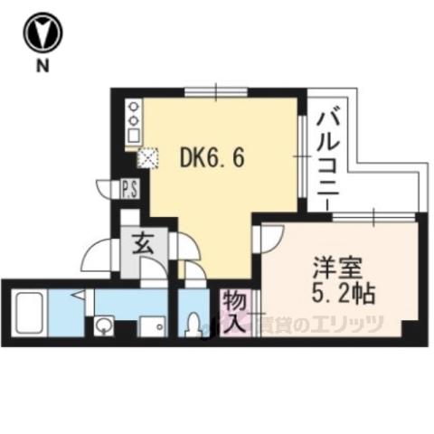 フロリアン中御門(1DK/4階)の間取り写真