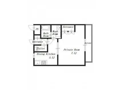 パンヴィラージュ(1DK/2階)の間取り写真