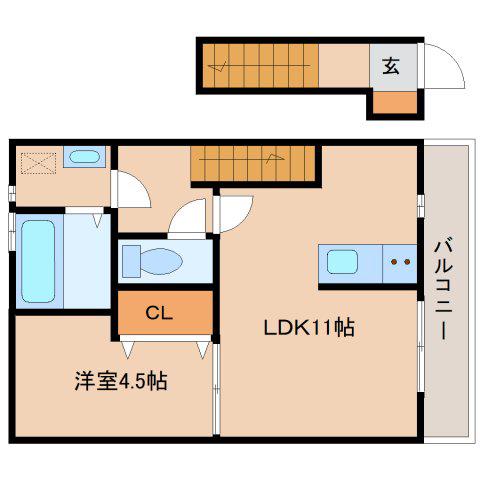 プチメゾン有井(1LDK/2階)の間取り写真