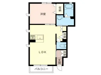 オックスブリッジ(1LDK/1階)の間取り写真